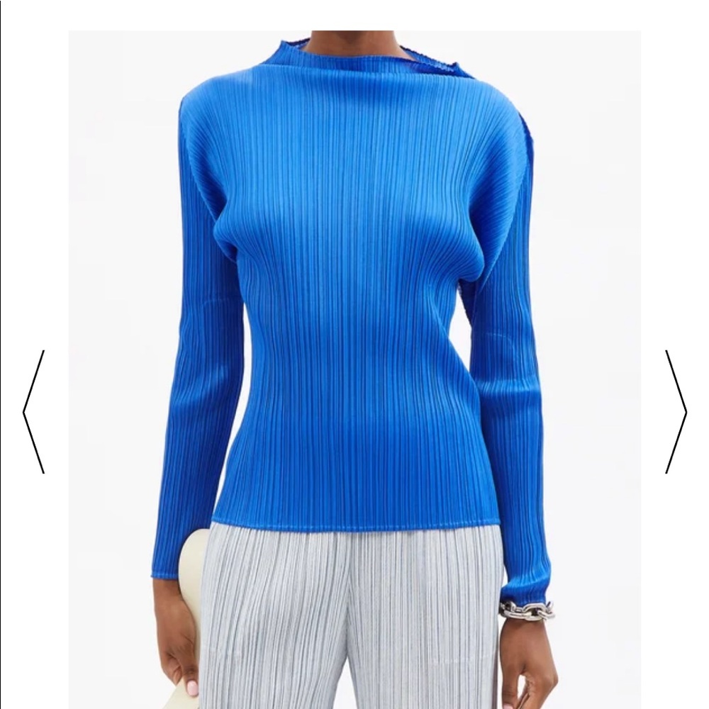 Please Please Issey Miyake mock neck top cobalt blue